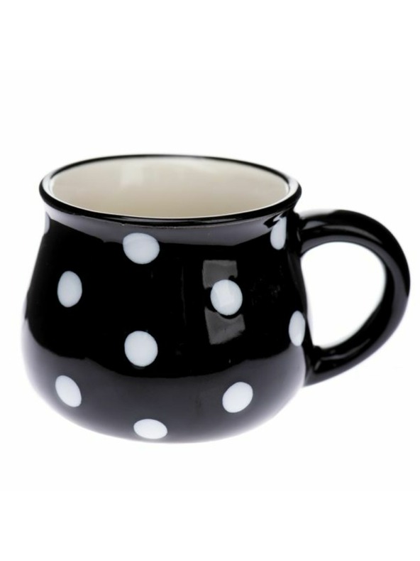 Casa de Engel Keramischer Becher, schwarz mit Punkten, 75ml, 24/144
