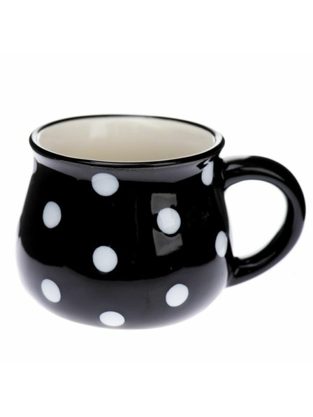 Casa de Engel Keramischer Becher, schwarz mit Punkten, 75ml, 24/144