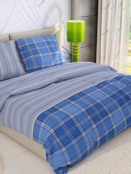 Kvalitex Französisches Baumwoll-Bettwäsche DELUX 200x200, 70x90cm CAMPUS blau