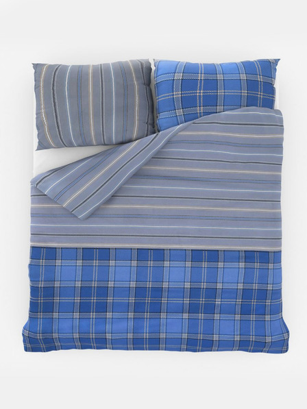 Kvalitex Französisches Baumwoll-Bettwäsche DELUX 200x200, 70x90cm CAMPUS blau