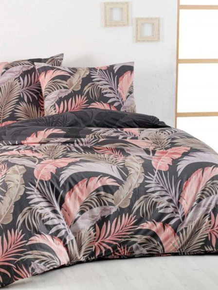Kvalitex Klassische Baumwollbettwäsche DELUX 140x200, 70x90cm PALMA grau