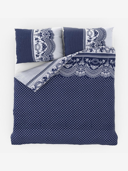 Kvalitex Französische Baumwollbettwäsche Standard Canzone blau 200x200, 70x90cm Qualitex