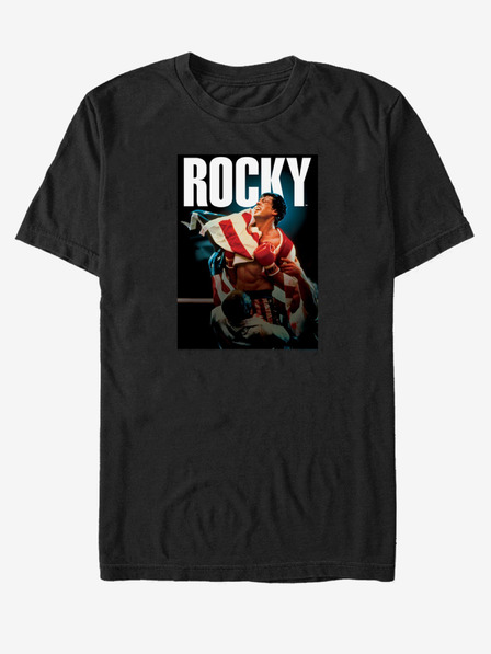 ZOOT.Fan Schwarzes Unisex T-Shirt ZOOT.Fan Rocky und Flagge