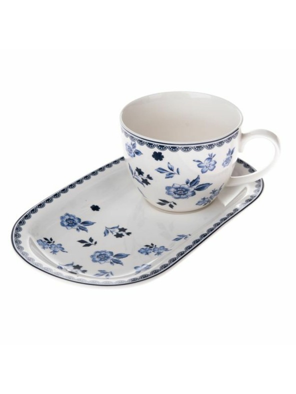 Casa de Engel Porzellanbecher mit Tablett, 445ml, 6/18