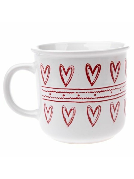Casa de Engel Keramischer Becher mit Herzen, weiß, 450ml, 6/36