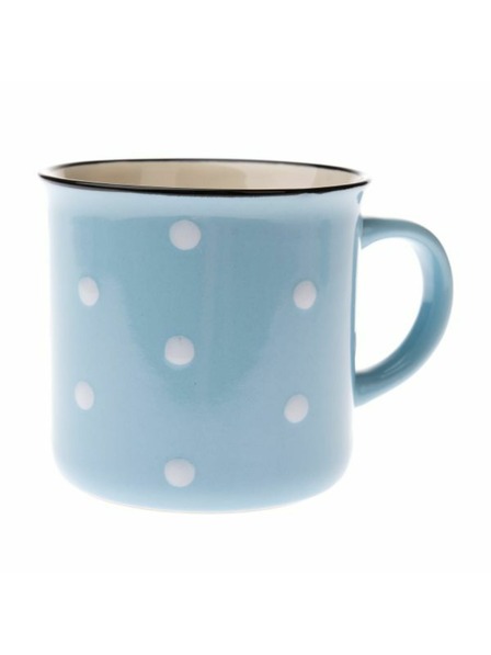 Casa de Engel Keramikbecher - hellblau mit Punkten, 470ml, 6/24