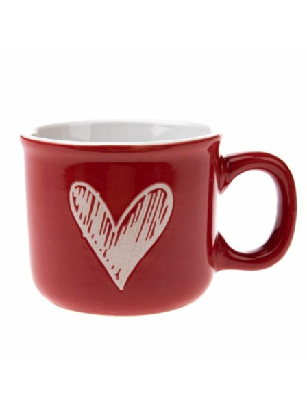Casa de Engel Keramischer Becher mit Herz, rot, 90ml, 12/96