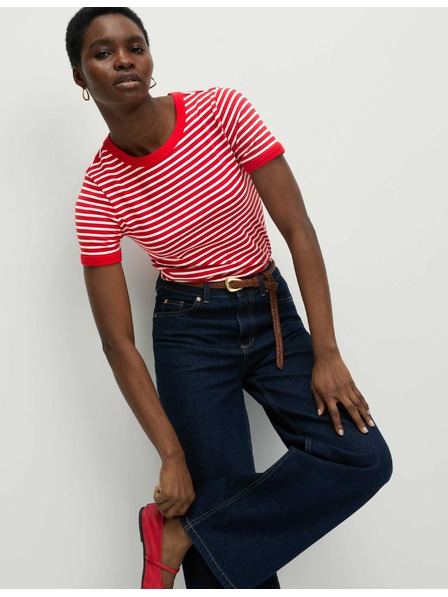 Marks & Spencer Gestreiftes T-Shirt aus reiner Baumwolle Marks & Spencer rot