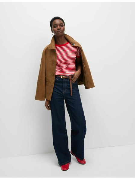 Marks & Spencer Gestreiftes T-Shirt aus reiner Baumwolle Marks & Spencer rot