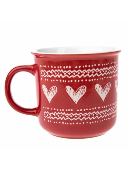 Casa de Engel Keramische Tasse mit Herzen, rot, 450ml, 6/36