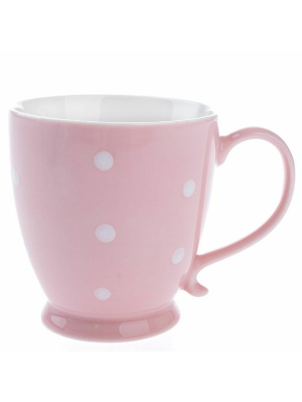 Casa de Engel Porzellanbecher, rosa mit Punkten, 440ml, 6/36