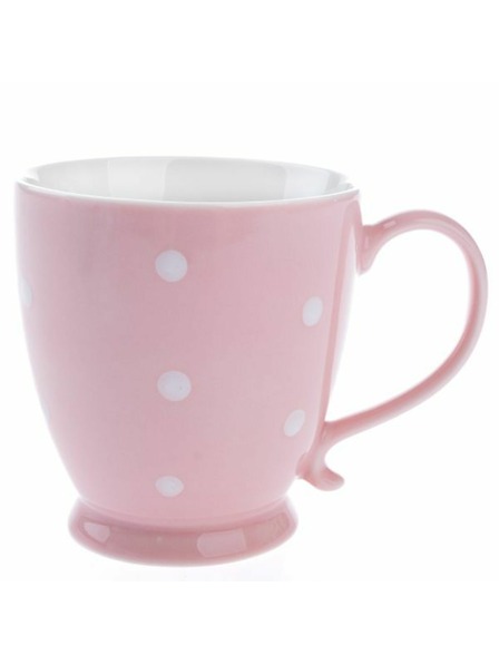 Casa de Engel Porzellanbecher, rosa mit Punkten, 440ml, 6/36