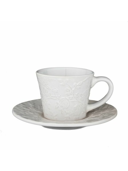 Casa de Engel Keramische Tasse mit Untertasse mit Blümchen, 4/24