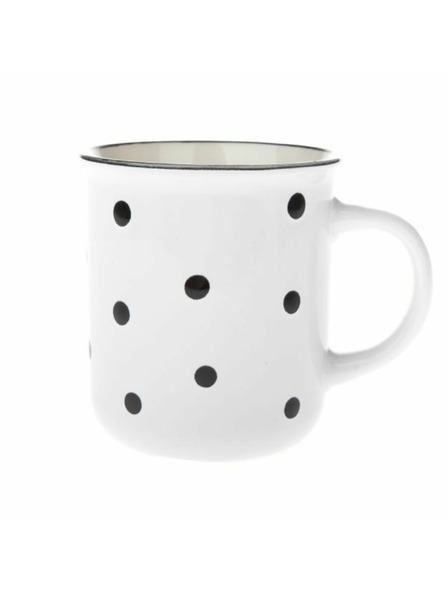 Casa de Engel Keramische Tasse, weiß mit schwarzen Punkten, 350ml, 6/36