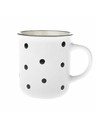 Casa de Engel Keramische Tasse, weiß mit schwarzen Punkten, 350ml, 6/36