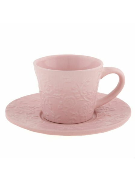Casa de Engel Keramische Tasse mit Untertasse mit Blümchen, 4/24