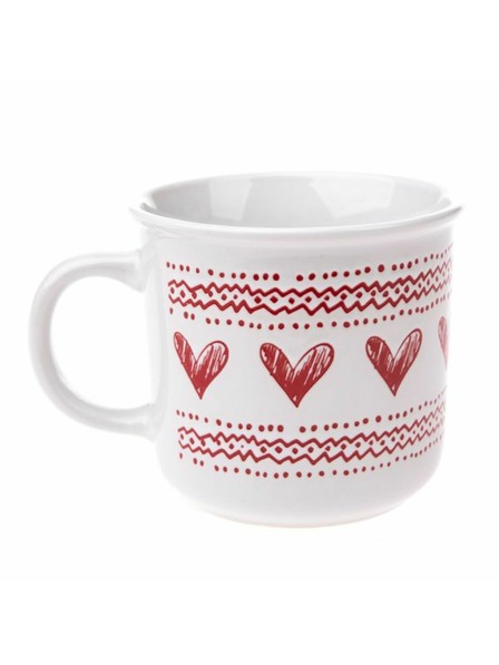 Casa de Engel Keramischer Becher mit Herzen, weiß, 450ml, 6/36