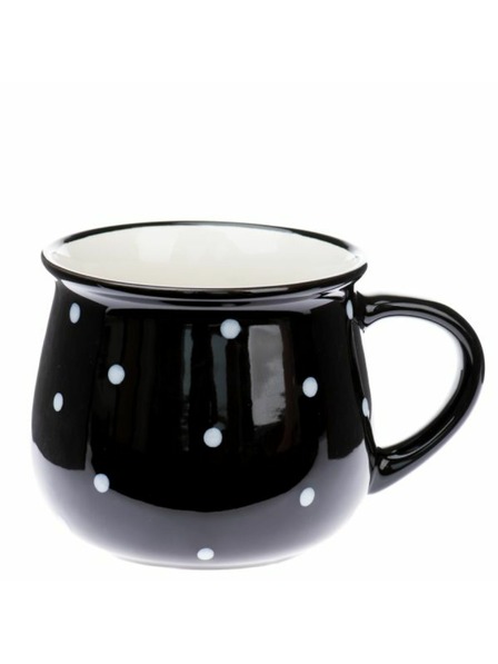 Casa de Engel Keramikbecher, schwarz mit weißen Punkten, 770ml, 6/24