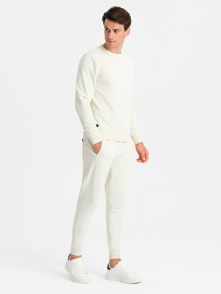 Ombre Clothing Herren Trainingsanzug aus Baumwolle BASIC creme Ombre Clothing