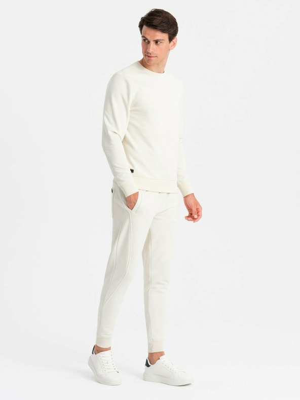 Ombre Clothing Herren Trainingsanzug aus Baumwolle BASIC creme Ombre Clothing