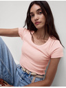 Marks & Spencer T-Shirt mit ovalem Ausschnitt und hohem Baumwollanteil Marks & Spencer rosa