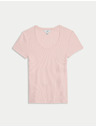 Marks & Spencer T-Shirt mit ovalem Ausschnitt und hohem Baumwollanteil Marks & Spencer rosa