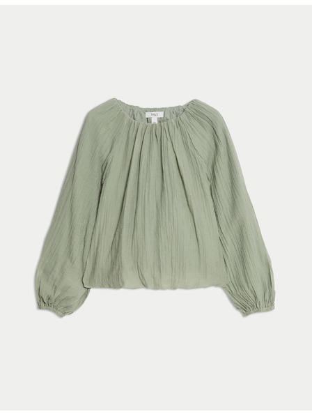 Marks & Spencer Strukturierte Bluse mit üppigem Saum und hohem Lyocellanteil von Marks & Spencer in Grün