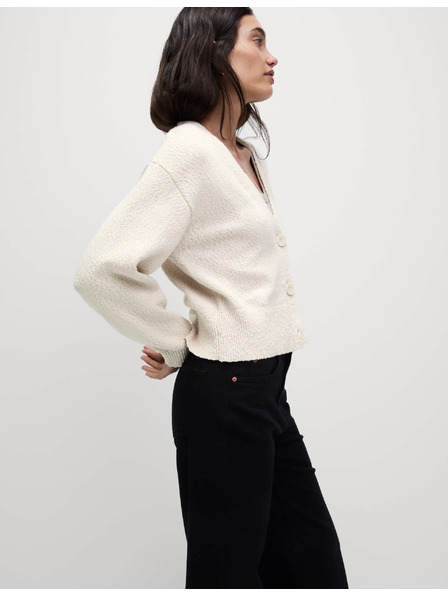 Marks & Spencer Lockerer Pullover mit V-Ausschnitt und Textur, mit hohem Baumwollanteil von Marks & Spencer beige