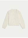 Marks & Spencer Lockerer Pullover mit V-Ausschnitt und Textur, mit hohem Baumwollanteil von Marks & Spencer beige
