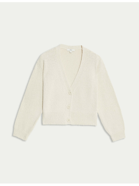 Marks & Spencer Lockerer Pullover mit V-Ausschnitt und Textur, mit hohem Baumwollanteil von Marks & Spencer beige