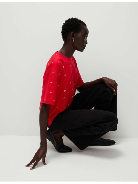 Marks & Spencer Marks & Spencer T-Shirt aus reiner Baumwolle, geblümt, rot