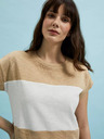 Moodo Weiß-beige gestreiftes Damen-Shirt Moodo