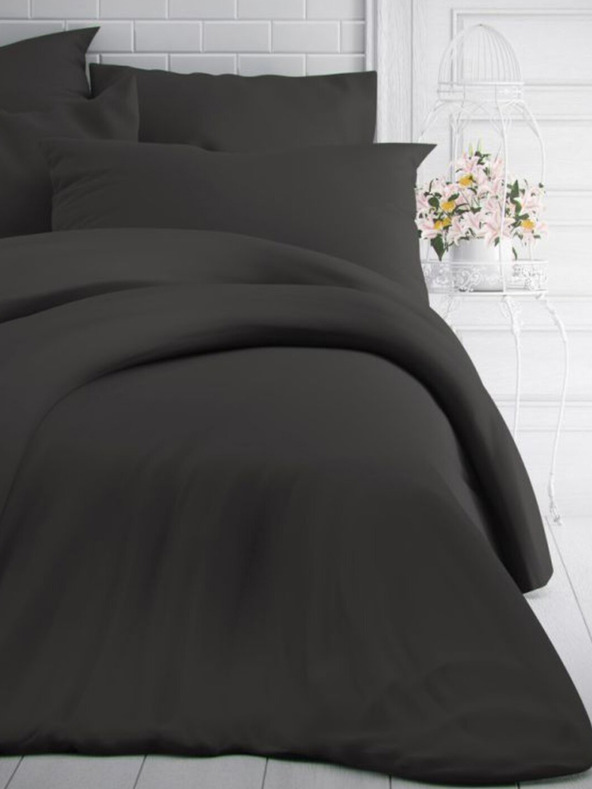 Kvalitex French Solid Cotton Bedding 200x200, 70x90cm dark grey