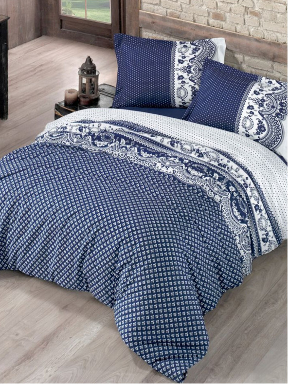 Kvalitex Französische Baumwollbettwäsche Standard Canzone blau 240x220, 70x90cm Kvalitex