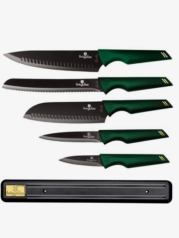 Berlingerhaus 5-teiliges Messerset mit Antihaftbeschichtung und Magnethalter BERLINGERHAUS Emerald Collection