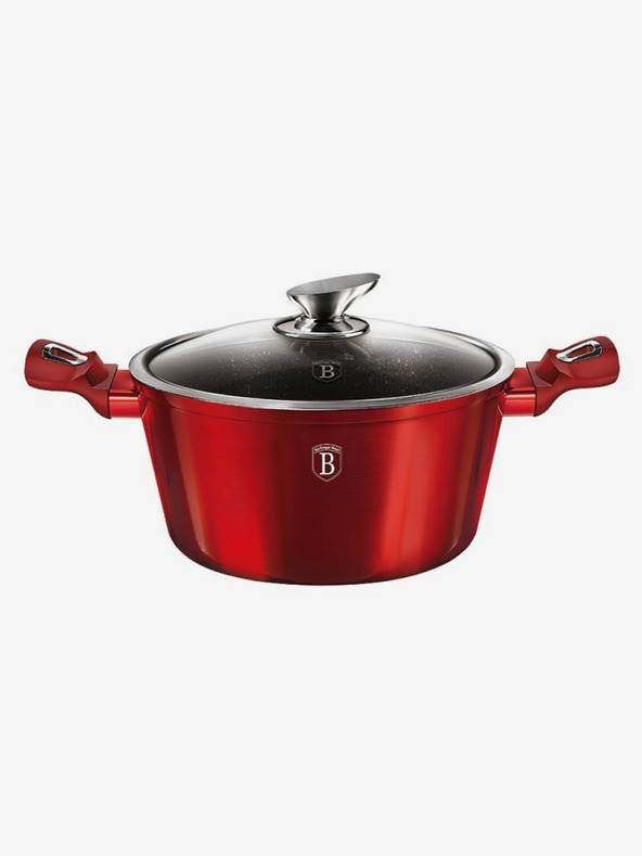 Berlingerhaus Kochtopf mit Marmoroberfläche und Deckel 24 cm Burgundy Metallic Line BERLINGERHAUS