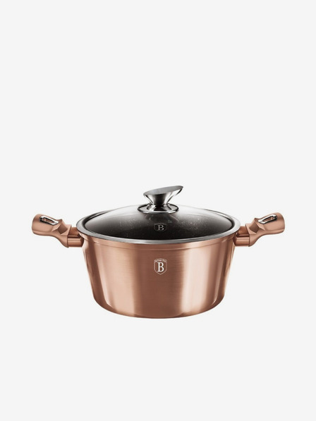 Berlingerhaus Kasserolle mit Marmoroberfläche und Deckel 30 cm Rosegold Metallic Line BERLINGERHAUS