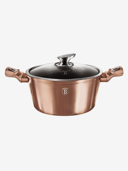 Berlingerhaus Kasserolle mit Marmoroberfläche und Deckel 28 cm Rosegold Metallic Line BERLINGERHAUS