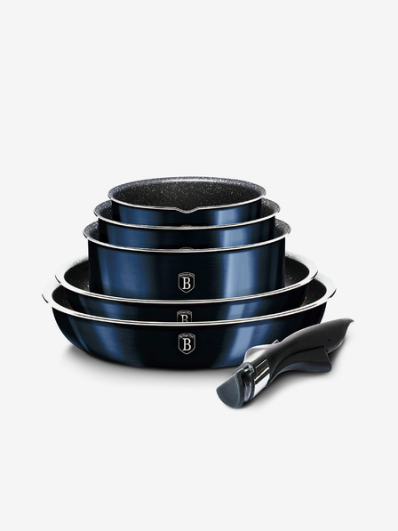 Berlingerhaus Kochtopfset mit abnehmbarem Griff 12-teilig Aquamarin Edition BERLINGERHAUS