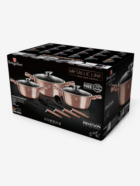 Berlingerhaus 10er Set Töpfe mit Marmoroberfläche Rosegold Metallic Line BERLINGERHAUS