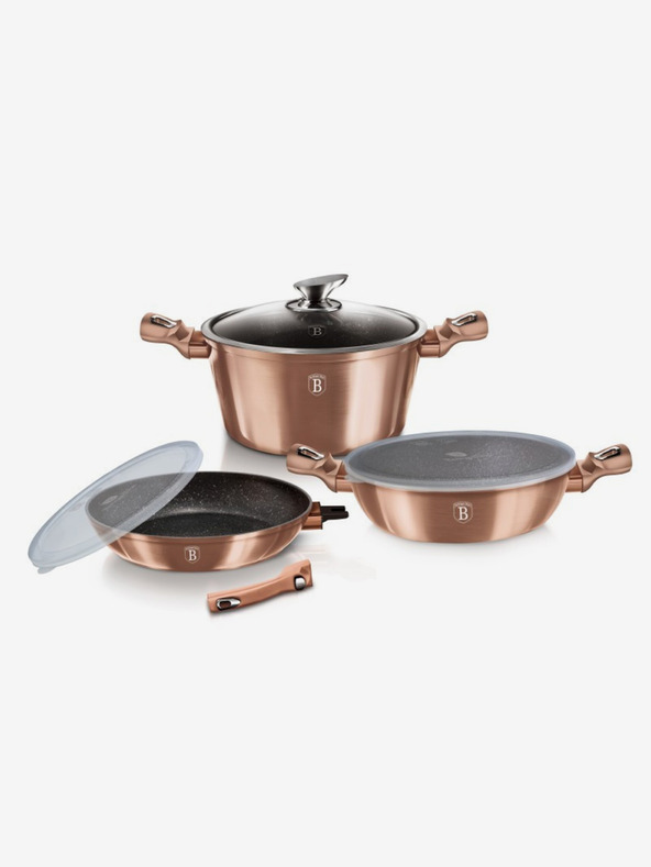 Berlingerhaus Geschirrset mit Marmoroberfläche 6-tlg. Rosegold Metallic Line BERLINGERHAUS