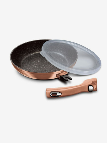 Berlingerhaus Pfanne mit abnehmbarem Griff + Deckel 28 cm Rosegold Metallic Line BERLINGERHAUS