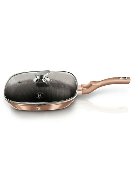 Berlingerhaus Grillpfanne mit Marmoroberfläche und Deckel 28 cm Rosegold Metallic Line BERLINGERHAUS