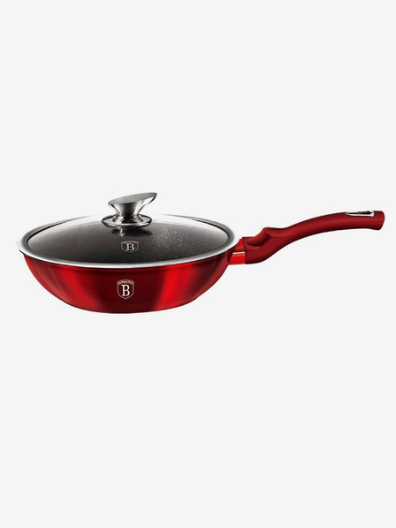 Berlingerhaus WOK-Pfanne mit Deckel und Marmoroberfläche 28 cm Burgundy Metallic Line BERLINGERHAUS