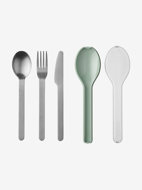 Mepal Mepal Ellipse Edelstahl-Reisebesteck-Set in Silber und Grün