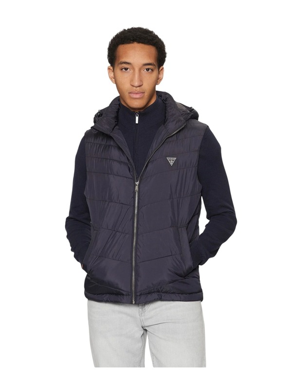 Guess Jeans Herren blaue Weste mit Kapuze Guess Jeans