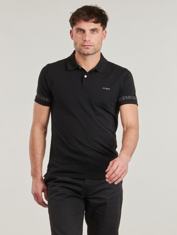 Guess Jeans Herren Schwarzes Poloshirt Nolan Guess Jeans