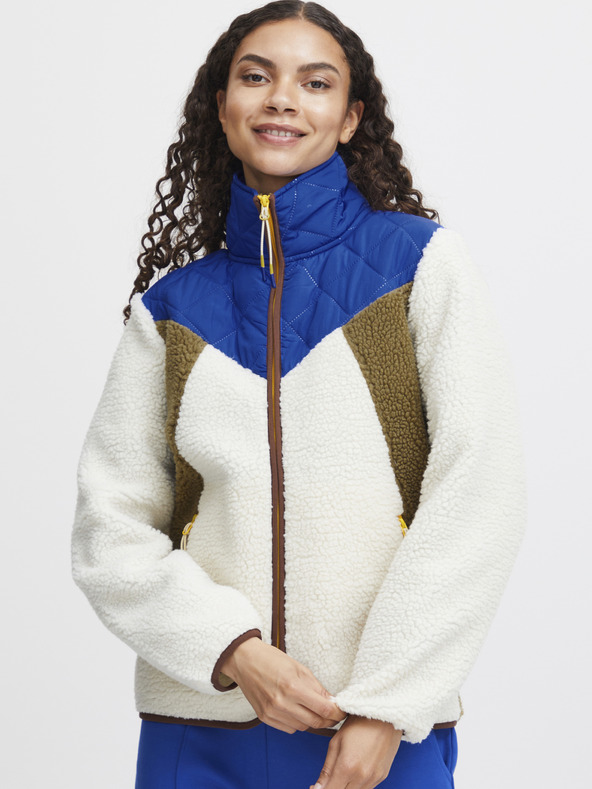 The Jogg Concept Cremefarbene und blaue Damenjacke The Jogg Concept