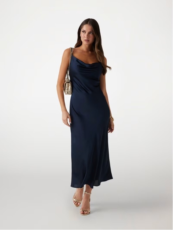 Guess Jeans Damen blaues Satin-Kleid Guess Jeans