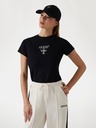 Guess Jeans Damen schwarzes T-Shirt mit Vorderlogo Guess Jeans